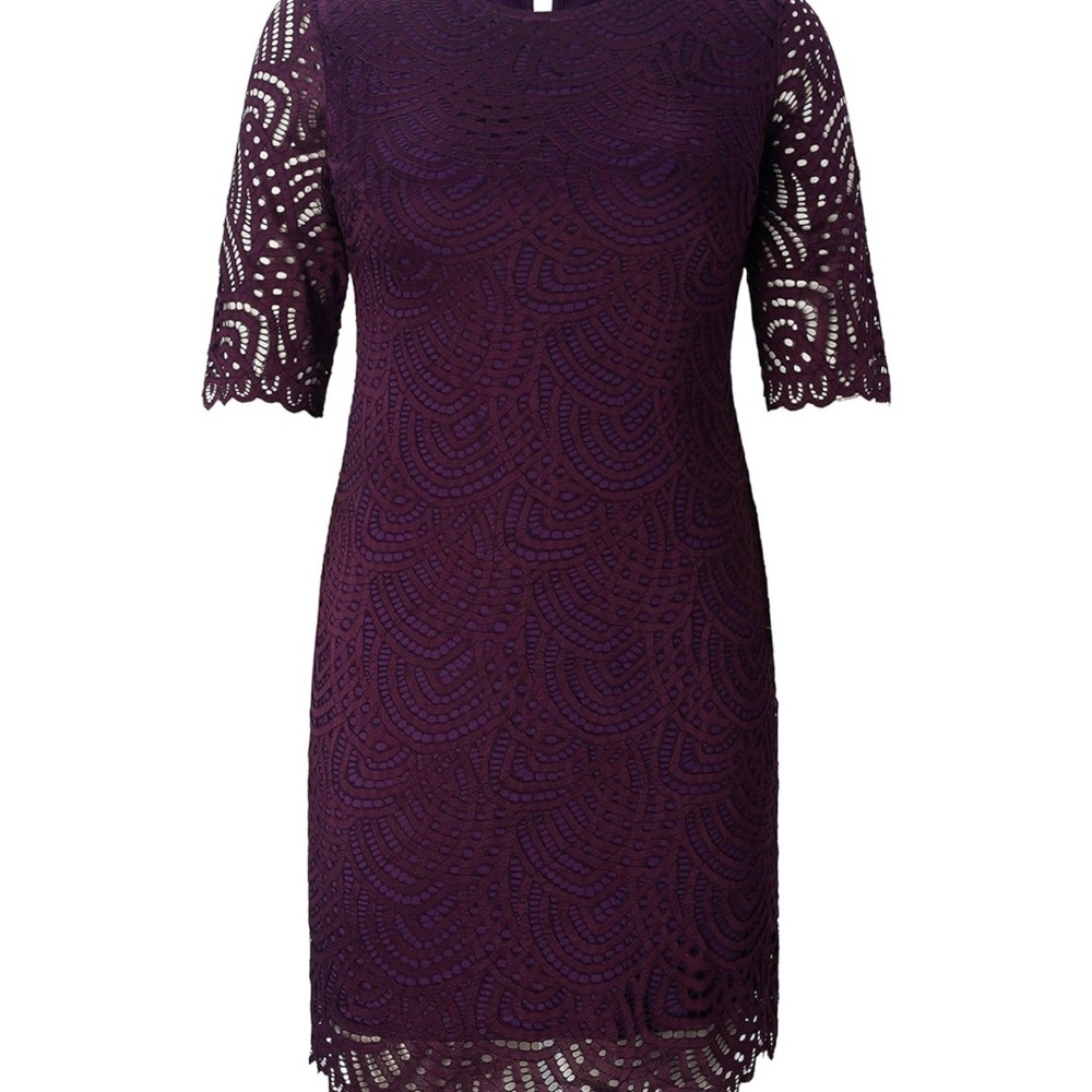 Elegant Purple Lace Midi Dress